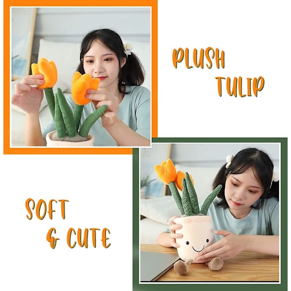Tulpan plyschleksak, 13\" orange blomkruka fylld plyschdocka