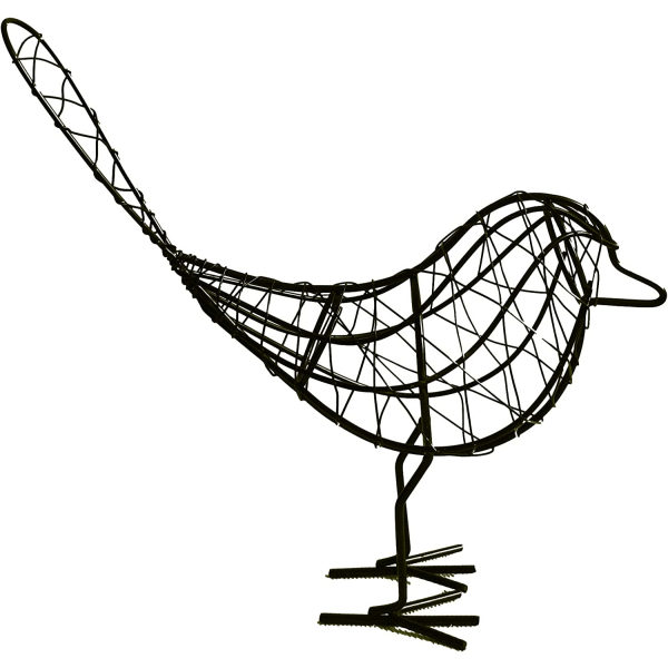 Käsityönä tehty lintumetallinen koristehahmo (musta)