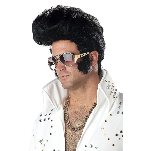 Elvis Presley Quiff Peruukki Rock&Roll King 50s Fancy Dress -asu