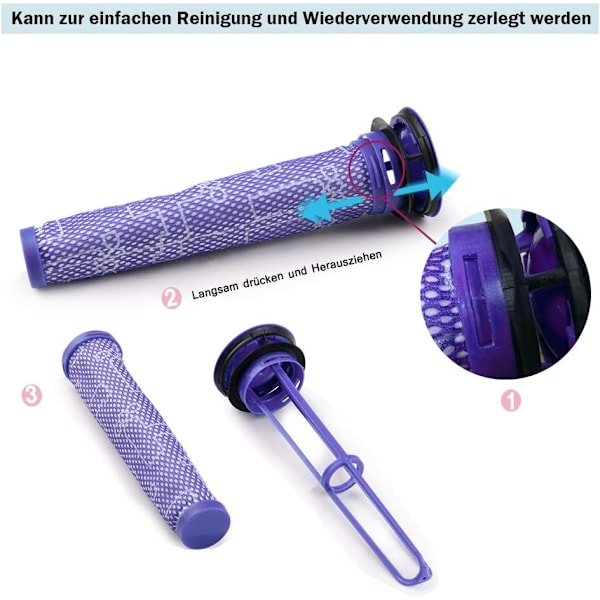 Vaihtosuodattimet Dyson V6 V7 V8:lle, vakio 3-pakkaus materiaalinsekoitussuodatin (V6)
