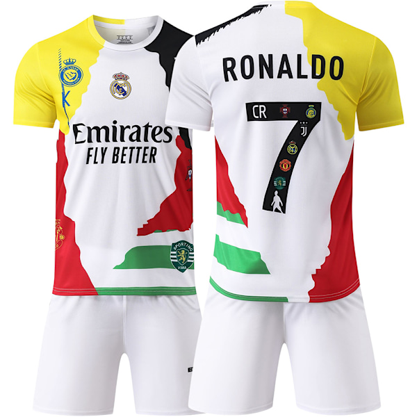 2025-2026 Real Madrid muistoerä C Ronaldo nro 7 Riyadh retro jalkapallopuku lasten aikuisten pelipaita setti versio{HONGDE} C Ronaldo home number 7 #26