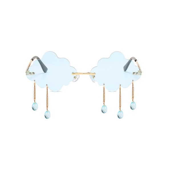 Cloud båglösa solglasögon Moln regndroppsformade discoblå