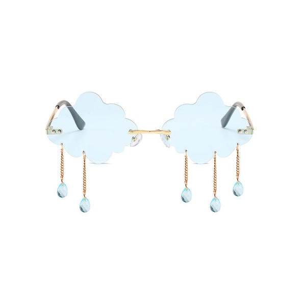 Cloud Rimless Solbriller Cloud Rain Drop Shaped Disco Blue