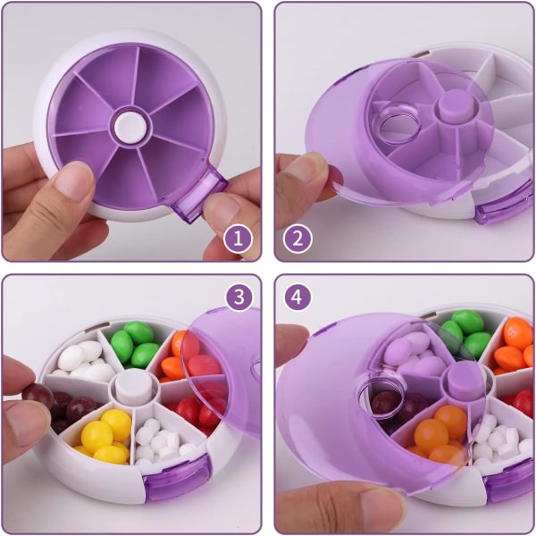 Creative Portable Mini 7 Day Weekly Circular Shape Pill Oppbevaringsboks Box Purple