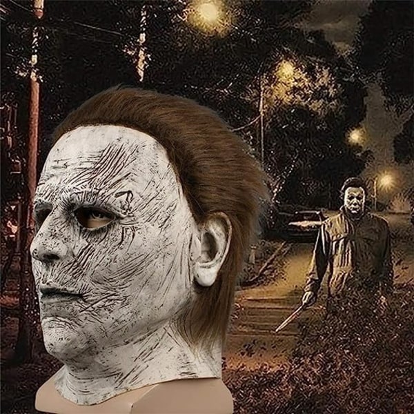 XUJAIOLQP Halloween Mask, Michael Myers Mask, Latex Horror Evil Mask for voksne, Skr?mmande l?skiga monstermasker
