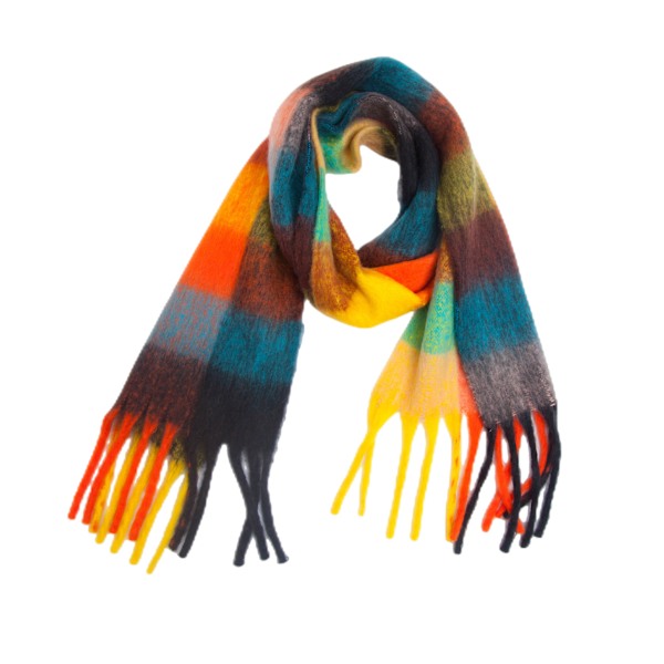 Women Scarf Winter Big Colorful Checked Thick Warm Wrap Scarves Casual Tassel Blanket Scarf Stylish Plaid Design