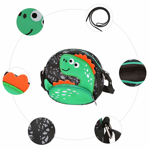 Punge Toddler Mini Søde Princess Håndtasker (Dinosaur Sort)