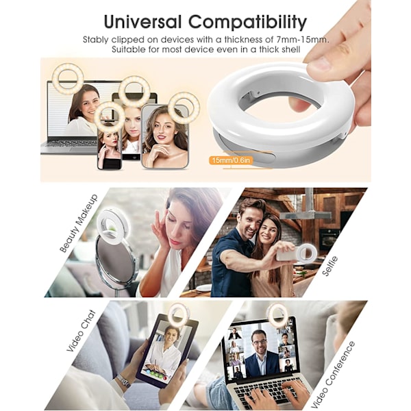 Selfie Ring Light, Clip-on Ring Light med 40 LED-lampor (svart)