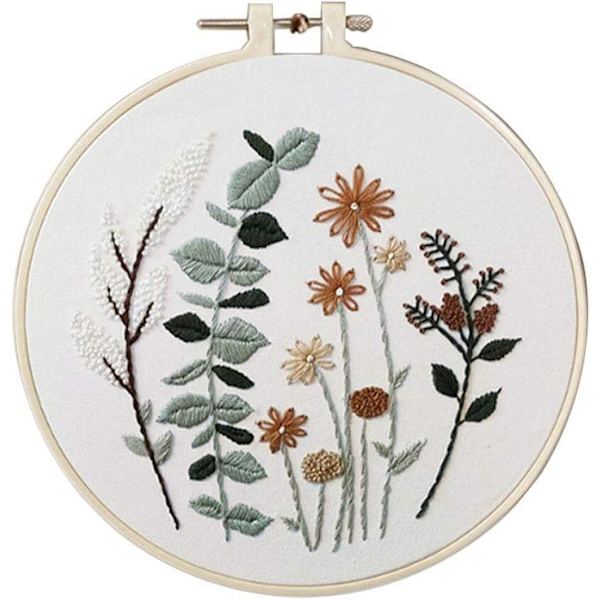 DIY Blomstermønster Broderikit Cirkel Broderi Korssting S302