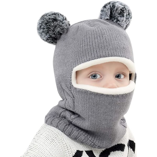 Baby vinterhue tørklædesæt, unisex spædbørnshue Tørklæde-grå