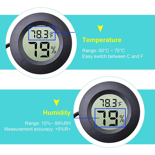 Set med 2 termometrar hygrometrar, LCD-hygrometer med sond
