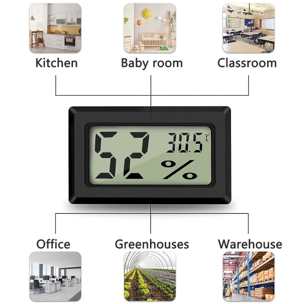 LCD digital temperatur luftfuktighetsmätare termometer, mini digital termometer hygrometer 6-pack – fyrkantig