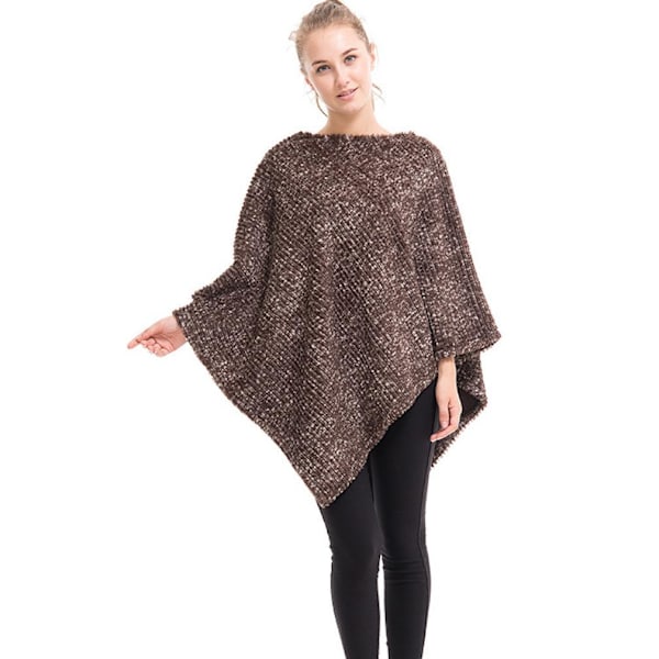Tykk Pullover Cape Varm Løs Poncho Stor Frakke til Kvinder
