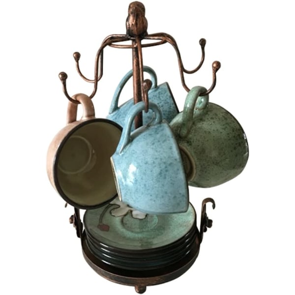 Vintage bronze jern kaffe 6 kopholder