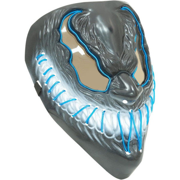 LED Halloween-naamari med 3 ljusl?gen | Skr?mmande ljus ansiktsmask | Demon Cosplay Cosplay Mask Blue