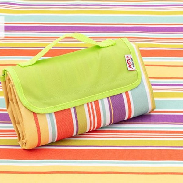 200x200cm picknickduk/portabel fugtsäker strandmatta. regnbågens randmønster B
