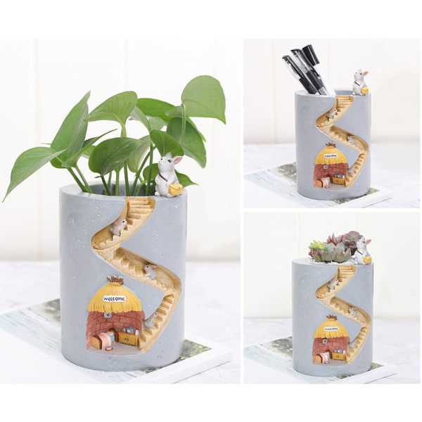 Cute Animal Plant Pot Mini Round Succulents With Drainage