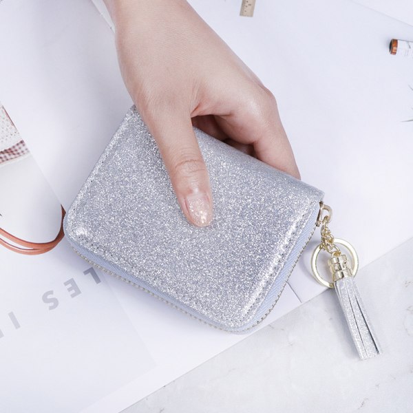 Liten kreditkortsplånbok för kvinnor Glitter Silve