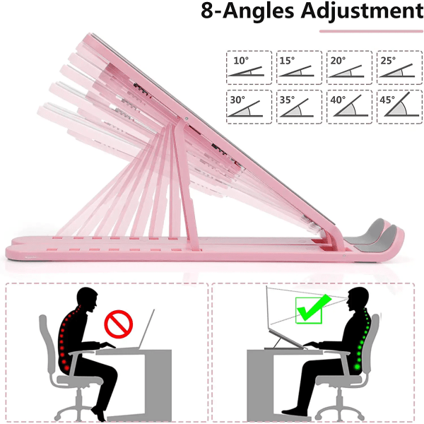 Bærbar computerstativ til skrivebord, kompatibel med 10-15,6\" (Pink, 1 stk.)