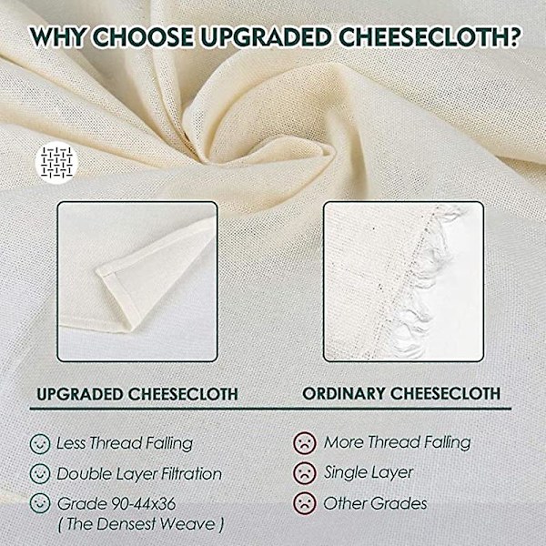 6 stk. 20x20 tommer cheesecloth i fødevarekvalitet