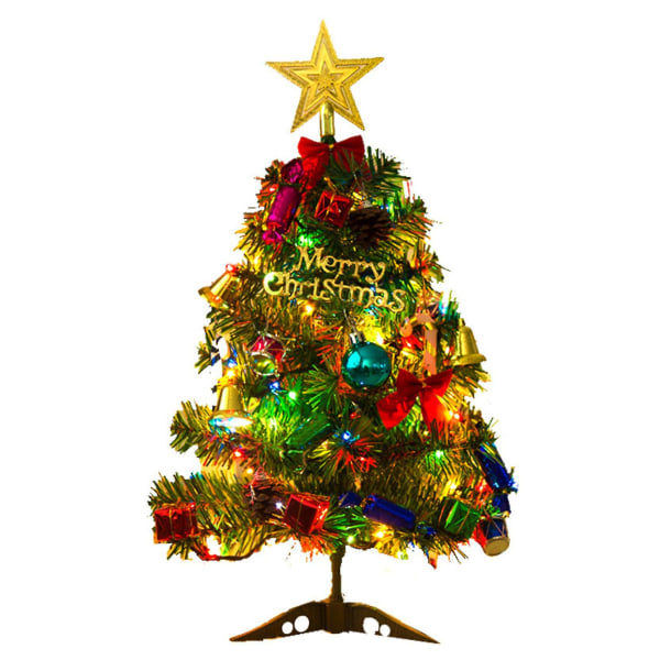 50 cm juletræ med lys, mini-pynt til nytår
