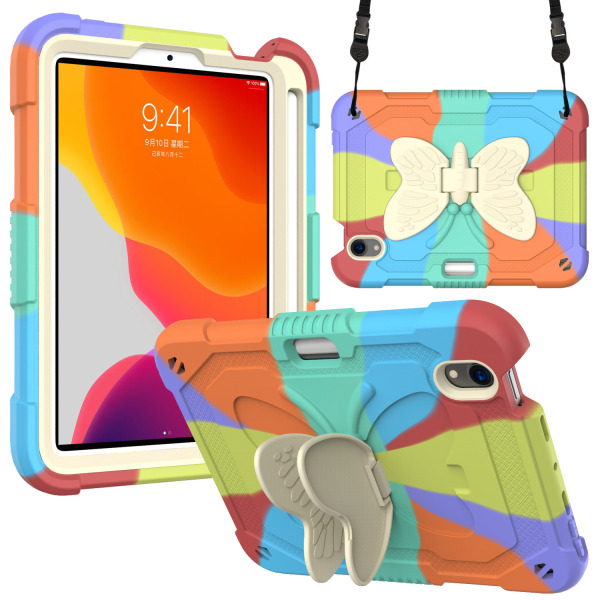 2-kerroksinen tablet- case Butterfly-teline iPad 9:lle 10.2