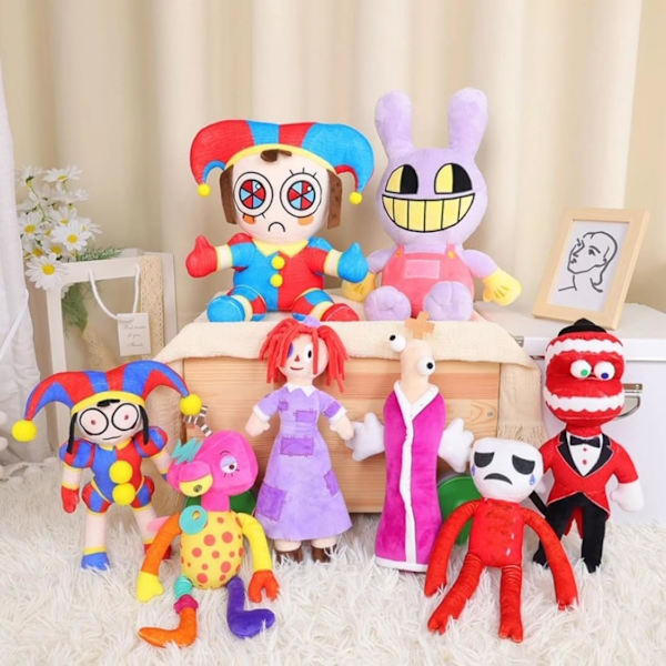 10 stk. The Amazing Digital Circus Plys 25-30cm The Amazing Digital Circus Pomni Jax Plyslegetøj Tegneserie Dyrefigur
