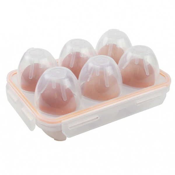 Bärbar äggbricka/plastägglåda för 6 ägg (vit)