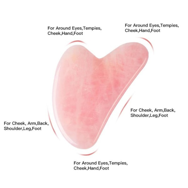 Luonnollinen Gua Sha Jade Rose Quartz Stone Face Board Tool - Rosa SENL