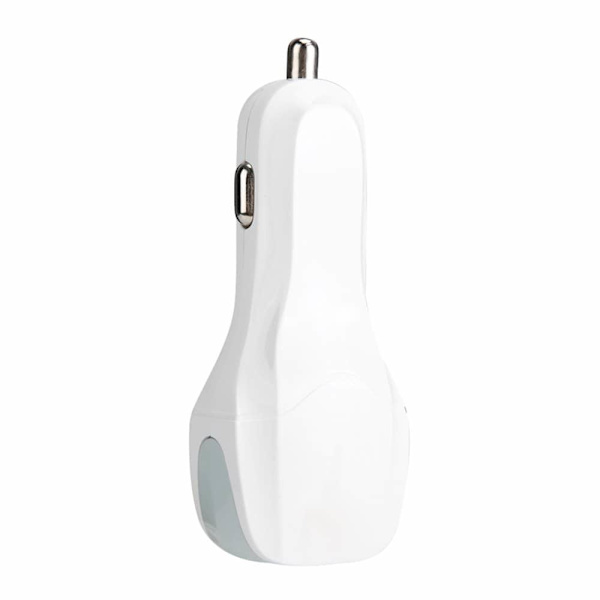 12-24V Bærbar 3.0 USB Hurtig Biloplader til Telefon Kamera Tablet Praktisk Biltilbehør Hvid