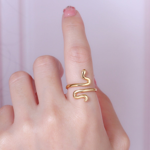 Snake stablebare ringer Justerbar åpen ring Vintage-24k gull