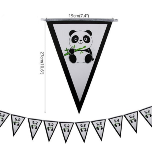 Panda Fødselsdagsrekvisitter Holiday Party Flag 10 uden reb