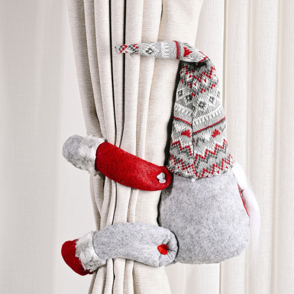 Julegardinspænder sæt tiebacks med spænde til gardiner med julemand uden juleansigt boligdekoration af non-woven til julevindue