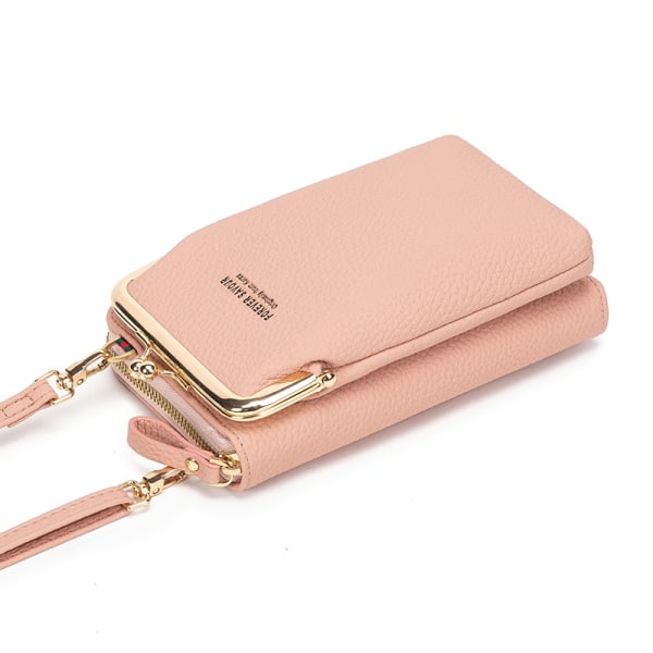 Dame tegnebog lynlås Touch Screen Mini telefontaske, pink