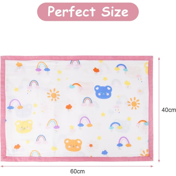 Örngott for baby, småbarn, örngott, 40 x 60 cm, mjuk og andningsbar babykudde singel, Rainbow Bear