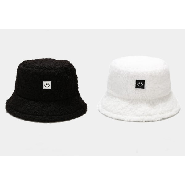 Vinter Plys Bucket Hats Vintage Smile Cloche Hats Varm, Pink