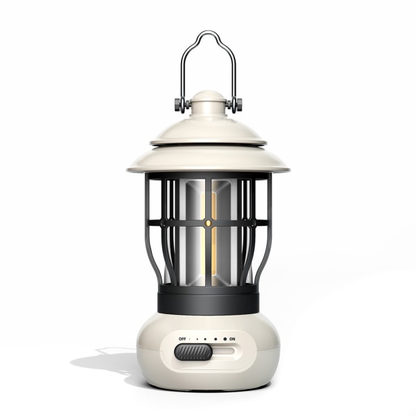 Utomhus campinglampe atmosfære varmt lys belysning campinglampe retro hestelampe USB-opladningstælt campinglampe hvid White