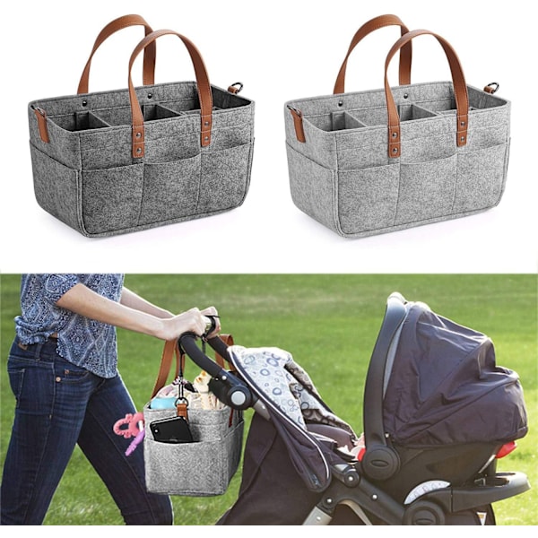 Baby Blöjor Organizer Bärbar Förvaringslåda Duschkorg, Grå