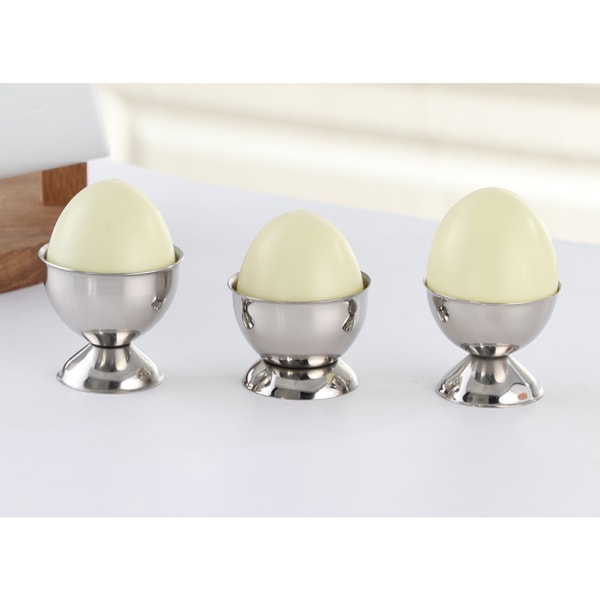 2 stk. rustfritt stål eggkoppsett, stabelbart