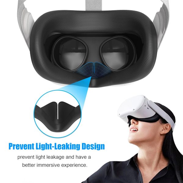 2 stk. VR-silikonmaske for Oculus Quest 2-headset – grå