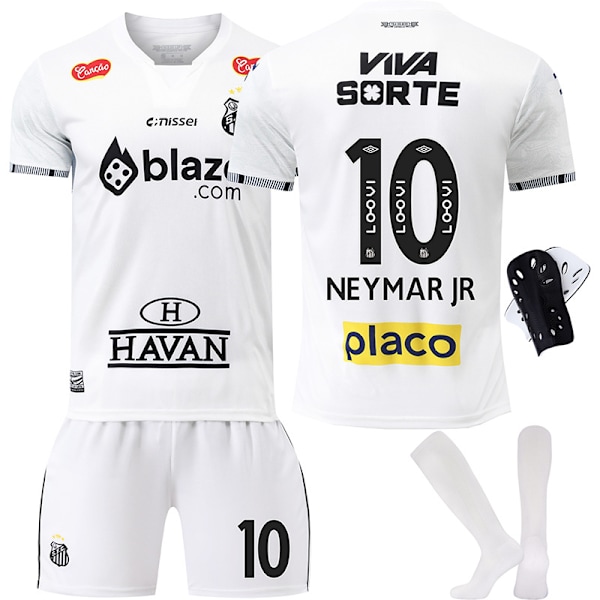 2025-2026 Santosdrakt Nr. 10 Neymar hjemme kortarmet fotballdrakt for barn, herre og dame, draktversjon {HONGDE} Size 10 with white socks #28