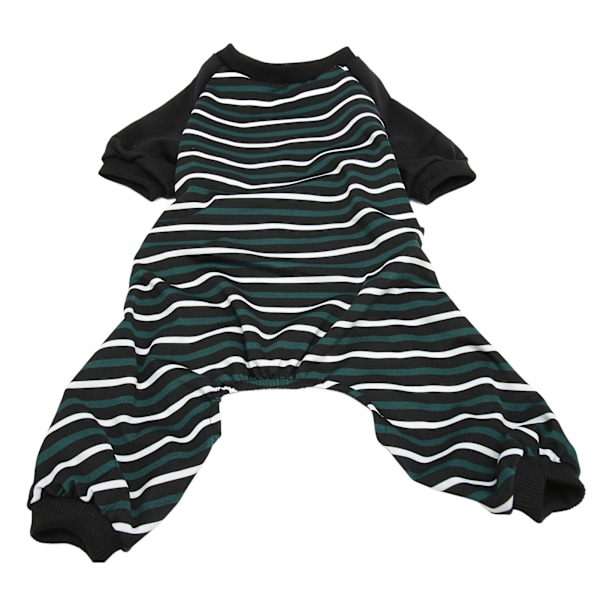 Striped Dog Pajamas Soft Stretchy Fashionable 4 Leg Puppy Pajamas for Cats Dogs Green and White Stripes S