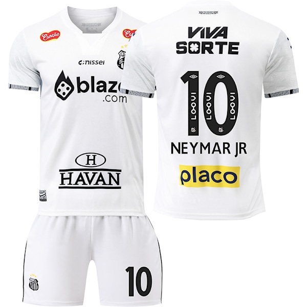 2025-2026 Santosdrakt Nr. 10 Neymar hjemme kortarmet fotballdrakt for barn, herre og dame, draktversjon {HONGDE} Size 10 with white socks #22