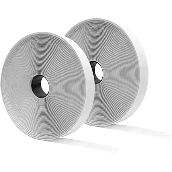 25 metriä x 25 mm itseliimautuva tarranauha, itseliimautuva Velcro, itseliimautuva teippi, 25 mm leveys, 25 m tarranauha ja 25 m lenkki, valkoinen KLB