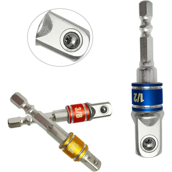Stikdåsesæt sekskantet adapter stiknøgle 1/4 3/8 1/2Cr-V 3 stk.