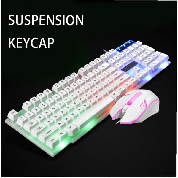kablet Keyboard Mus Kit GTX300 Combo Kit LED Baggrundslys, Hvid