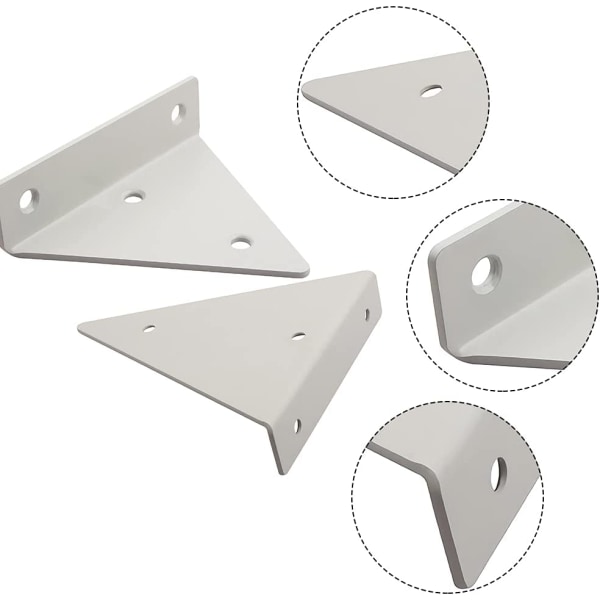 2 Pcs Metal Wall Shelf Bracket Triangle Invisible Shelf(White)