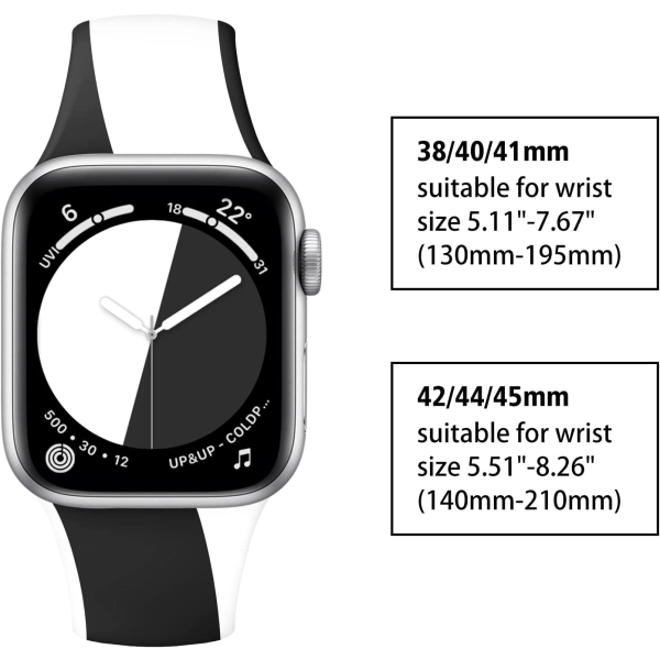 Designet til Apple Watch Band 42/44/45mm(Sort/Hvid)