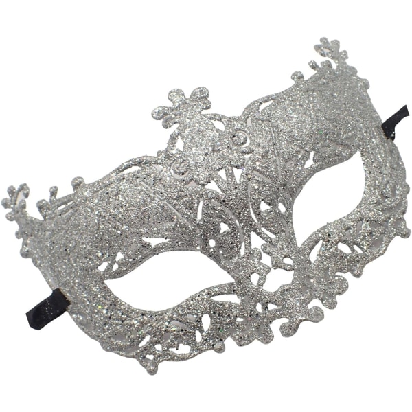 Topkids Accessoarer Masquerade Mask f?r kvinnor och m?n Silver Glitter Antique Style