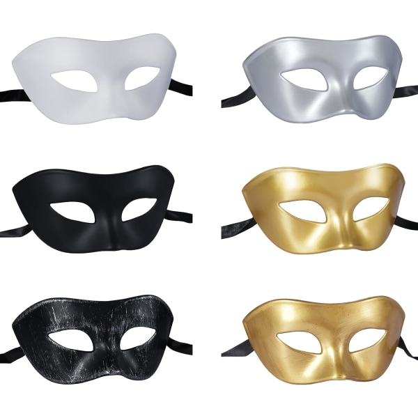 6-pak maskeradmaske venetiansk græsk romersk fest Mardi Gras-maske, maskeradmaske 6 Colors